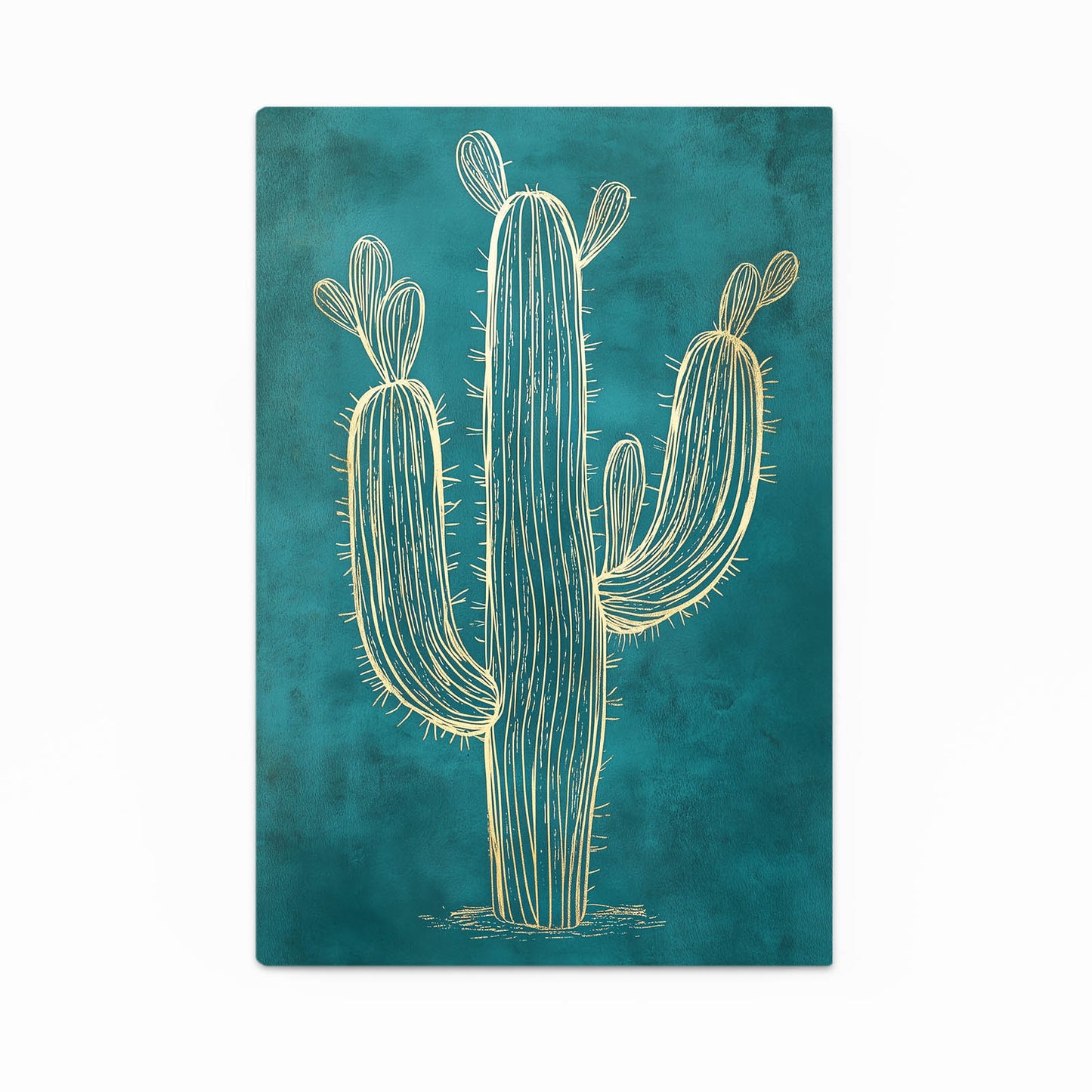 Gilded Teal Outline Cactus Wall Art – gilded teal outline cactus canvas print