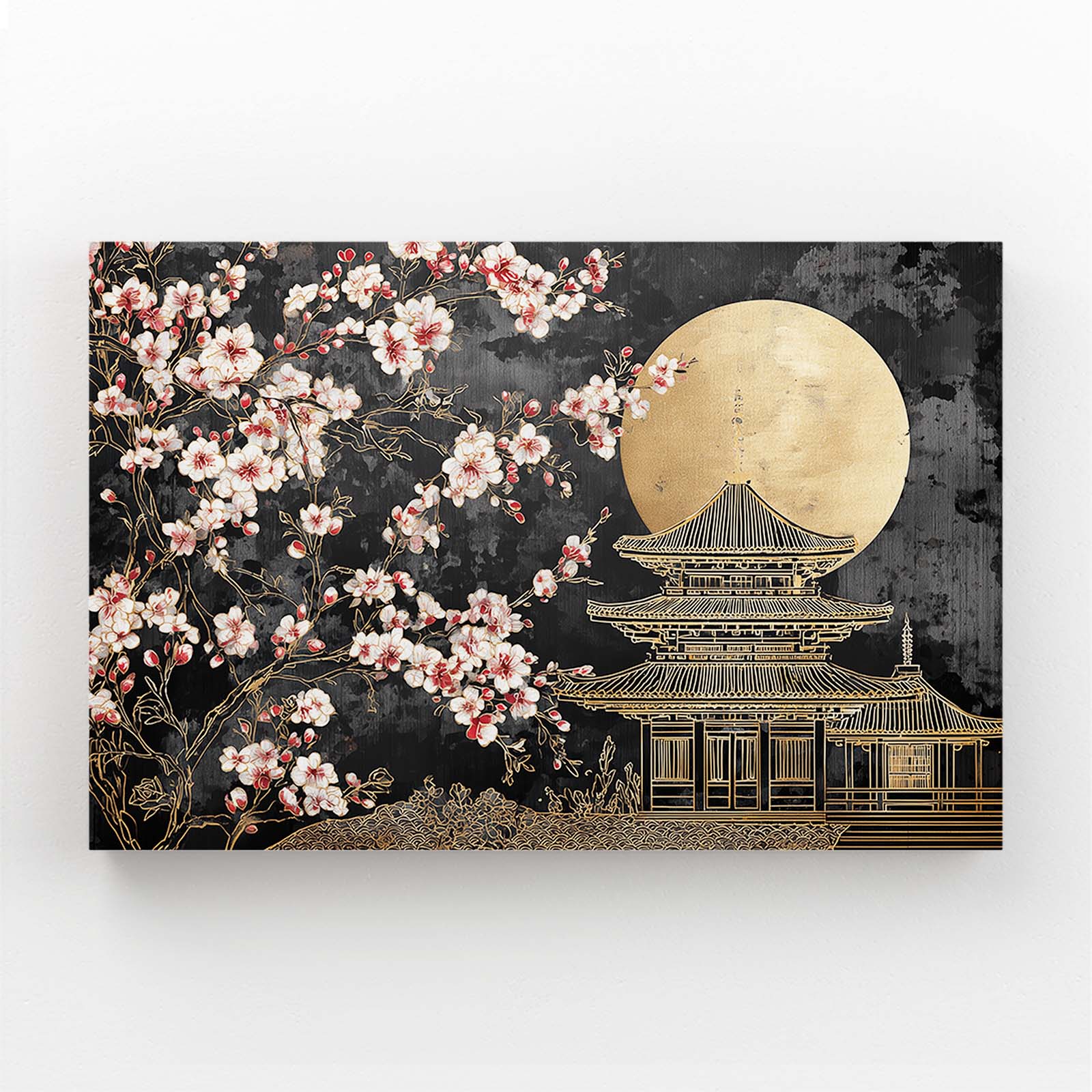 Gilded Temple Moon Cherry Blossom Wall Art – gilded temple moon cherry blossom canvas print