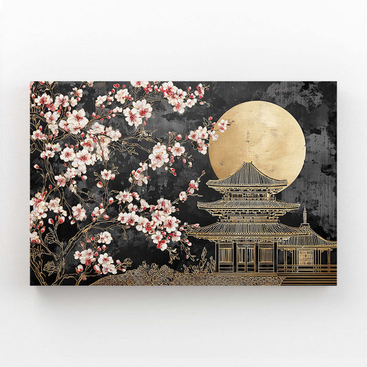Gilded Temple Moon Cherry Blossom Wall Art – gilded temple moon cherry blossom canvas print