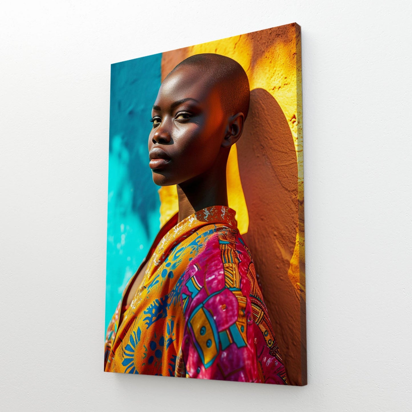 Girl African Wall Art — african art canvas print in orange tones, view 2