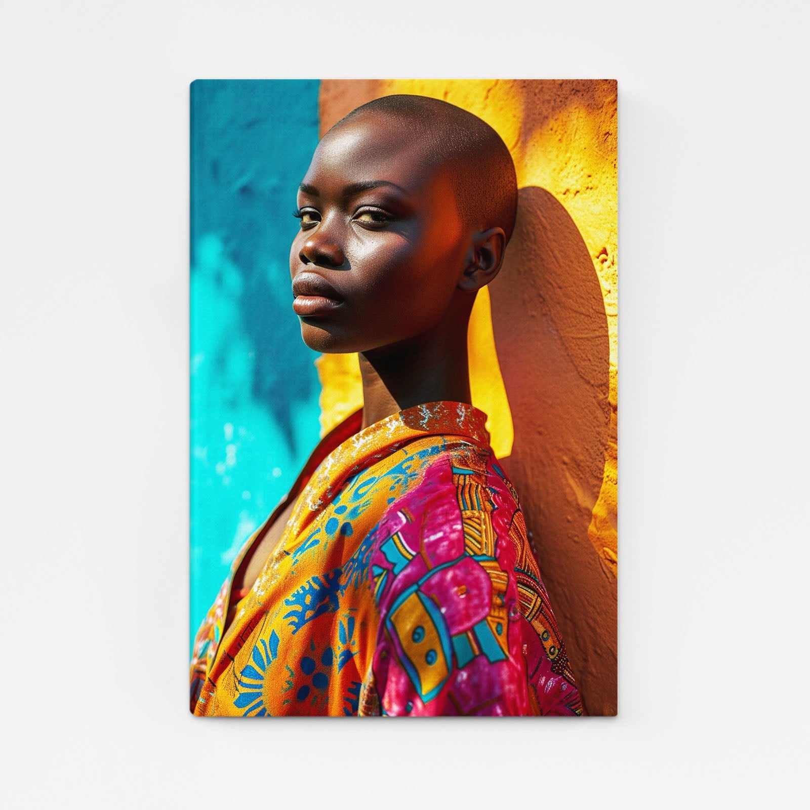 Girl African Wall Art — african art canvas print in orange tones