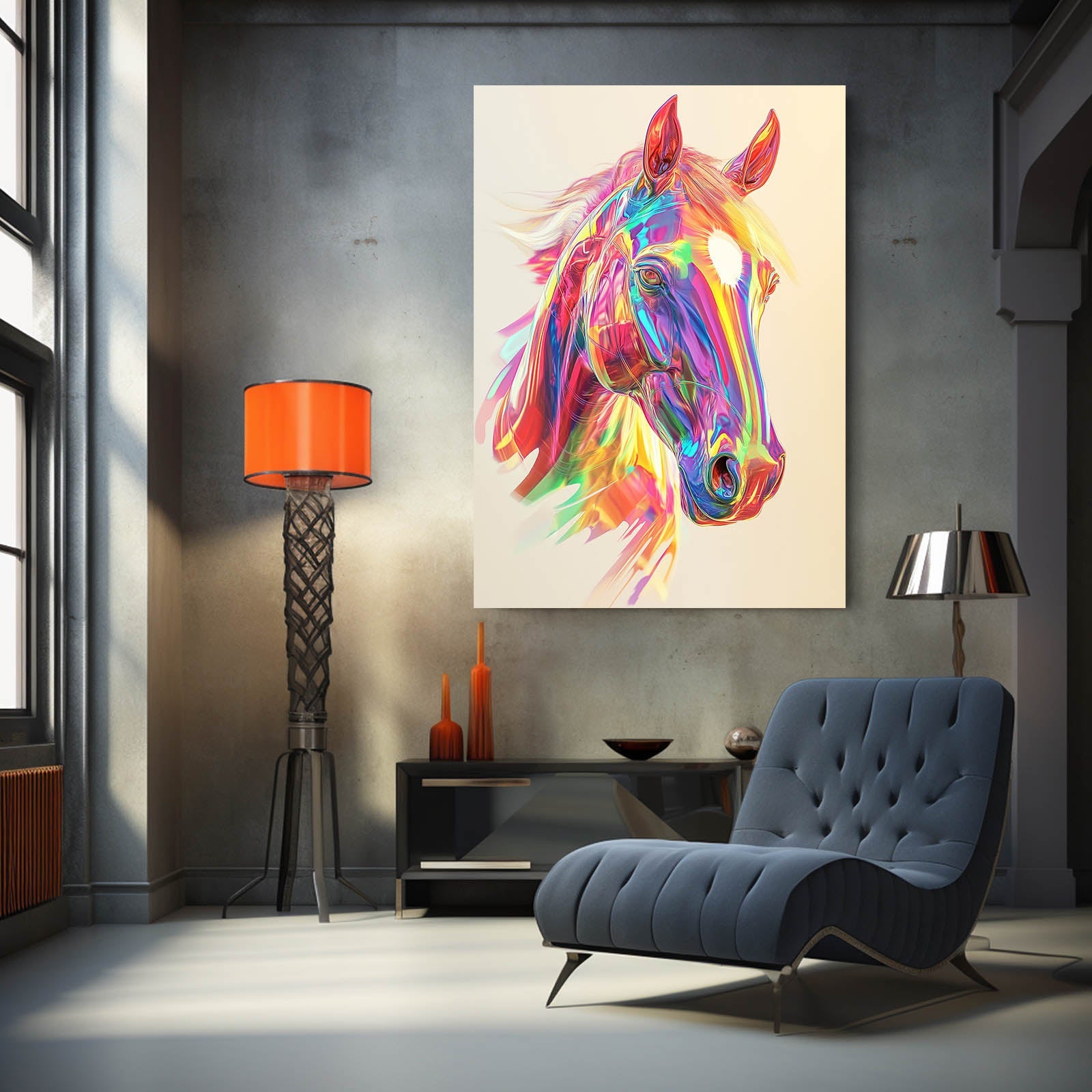 Girl Horse Wall Art – angled canvas view on white background