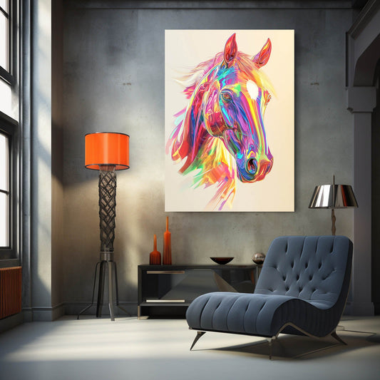 Girl Horse Wall Art – angled canvas view on white background