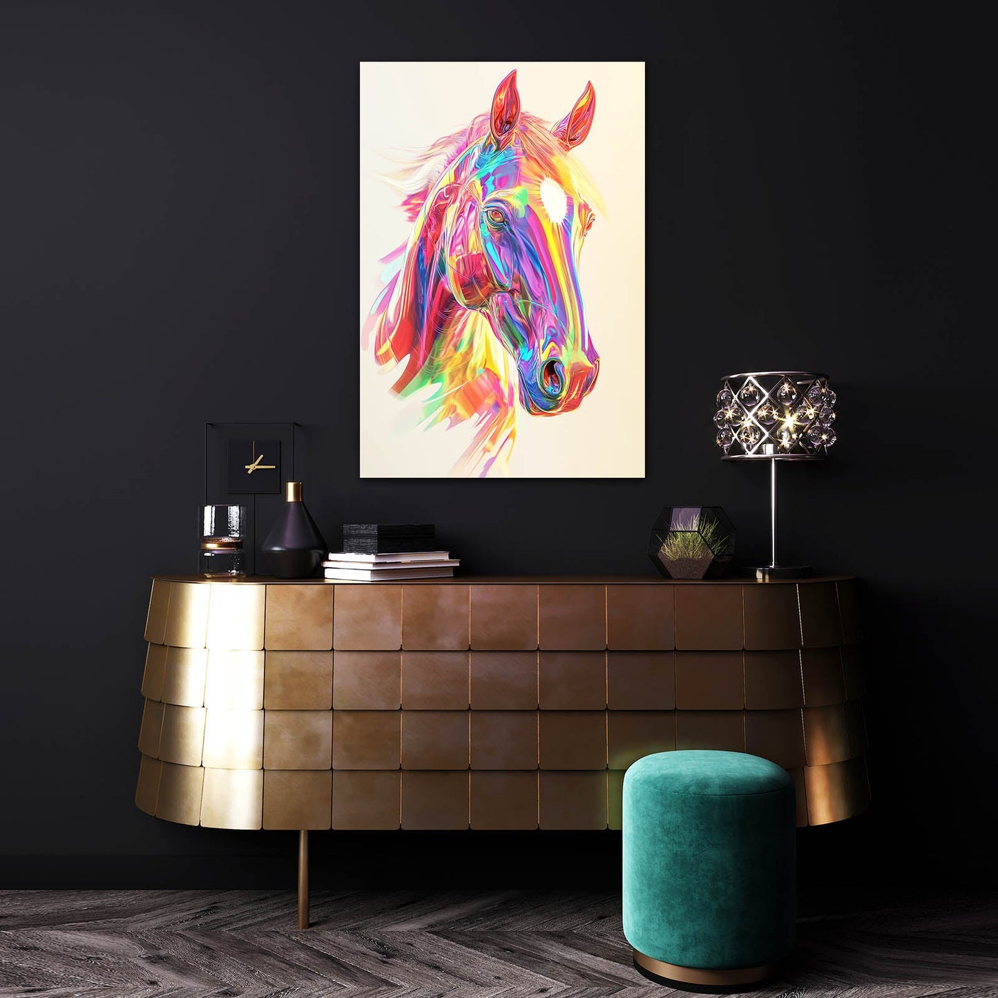 Girl Horse Wall Art – angled canvas view on white background