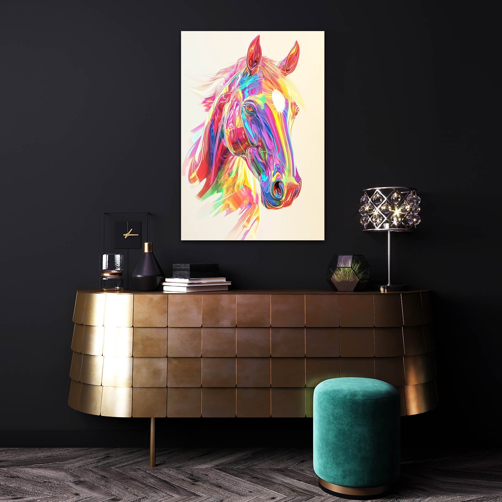 Girl Horse Wall Art – angled canvas view on white background