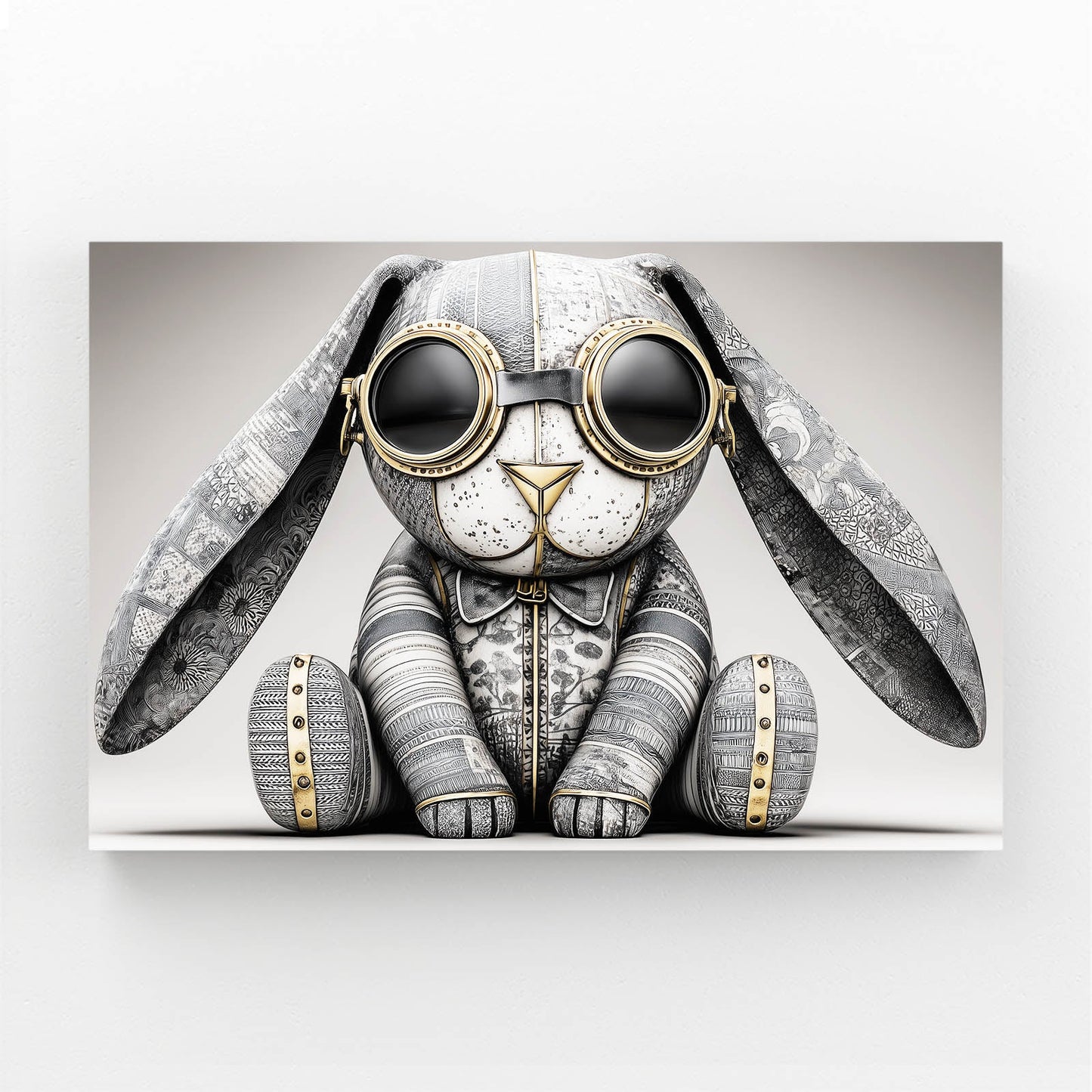 Glasses Rabbit Canvas Art – angled canvas view on white background