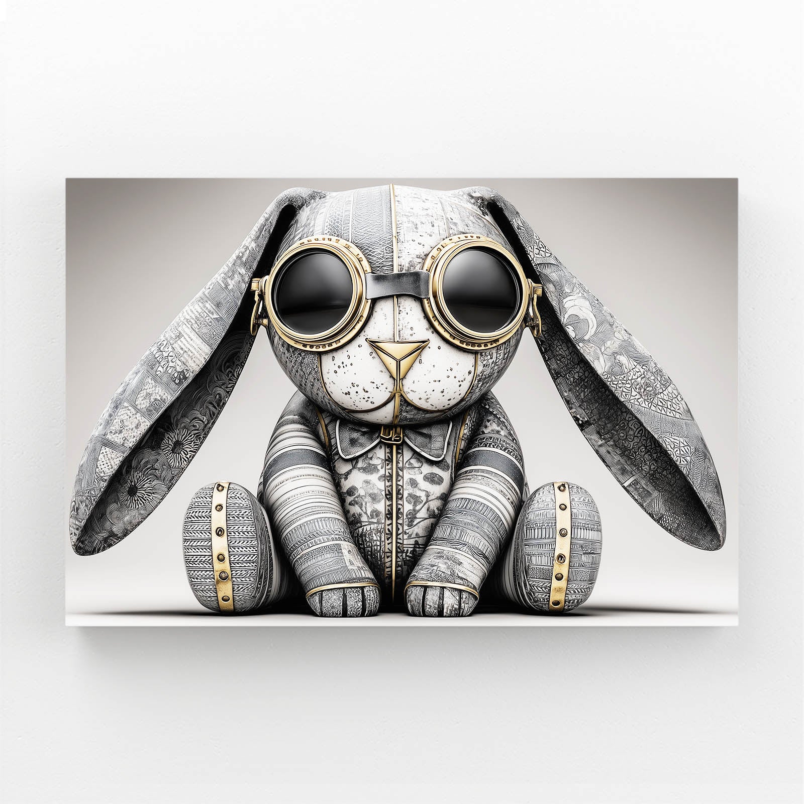 Glasses Rabbit Canvas Art – angled canvas view on white background