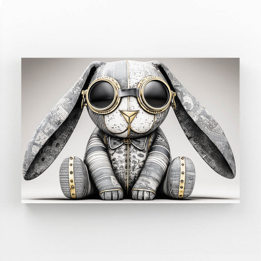 Glasses Rabbit Canvas Art – angled canvas view on white background
