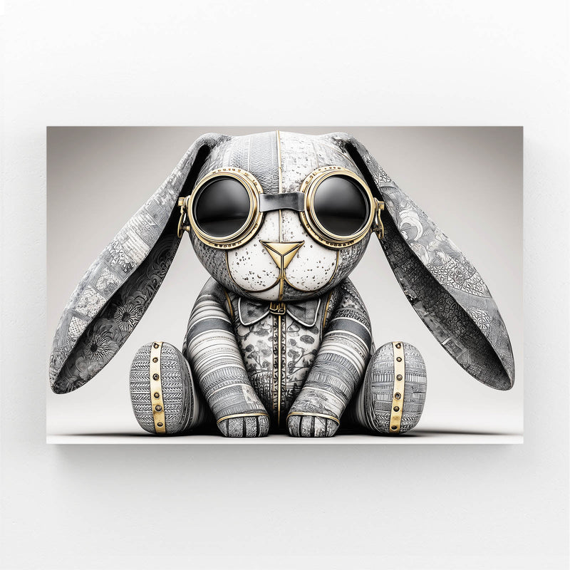 Glasses Rabbit Canvas Art – angled canvas view on white background