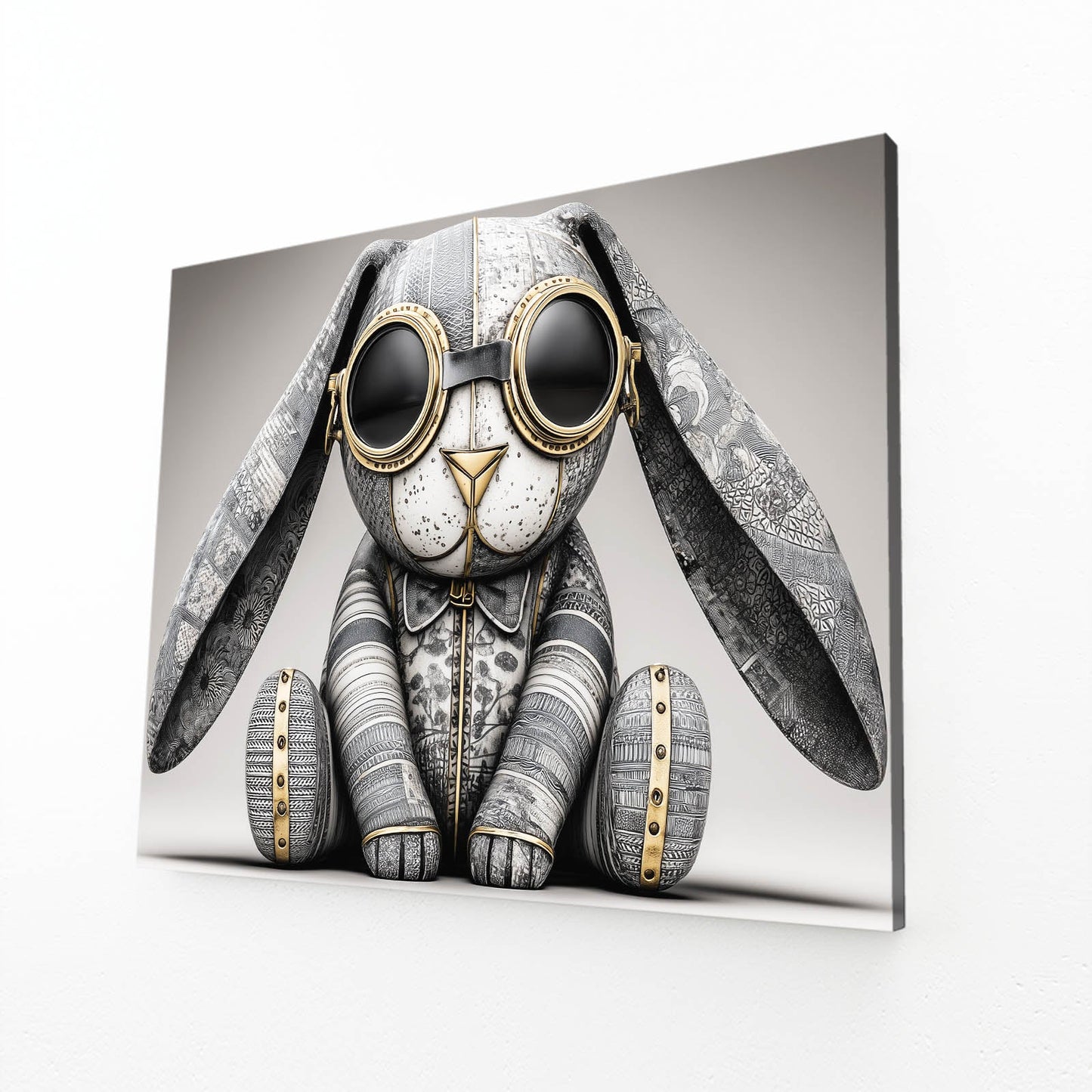 Glasses Rabbit Canvas Art – angled canvas view on white background