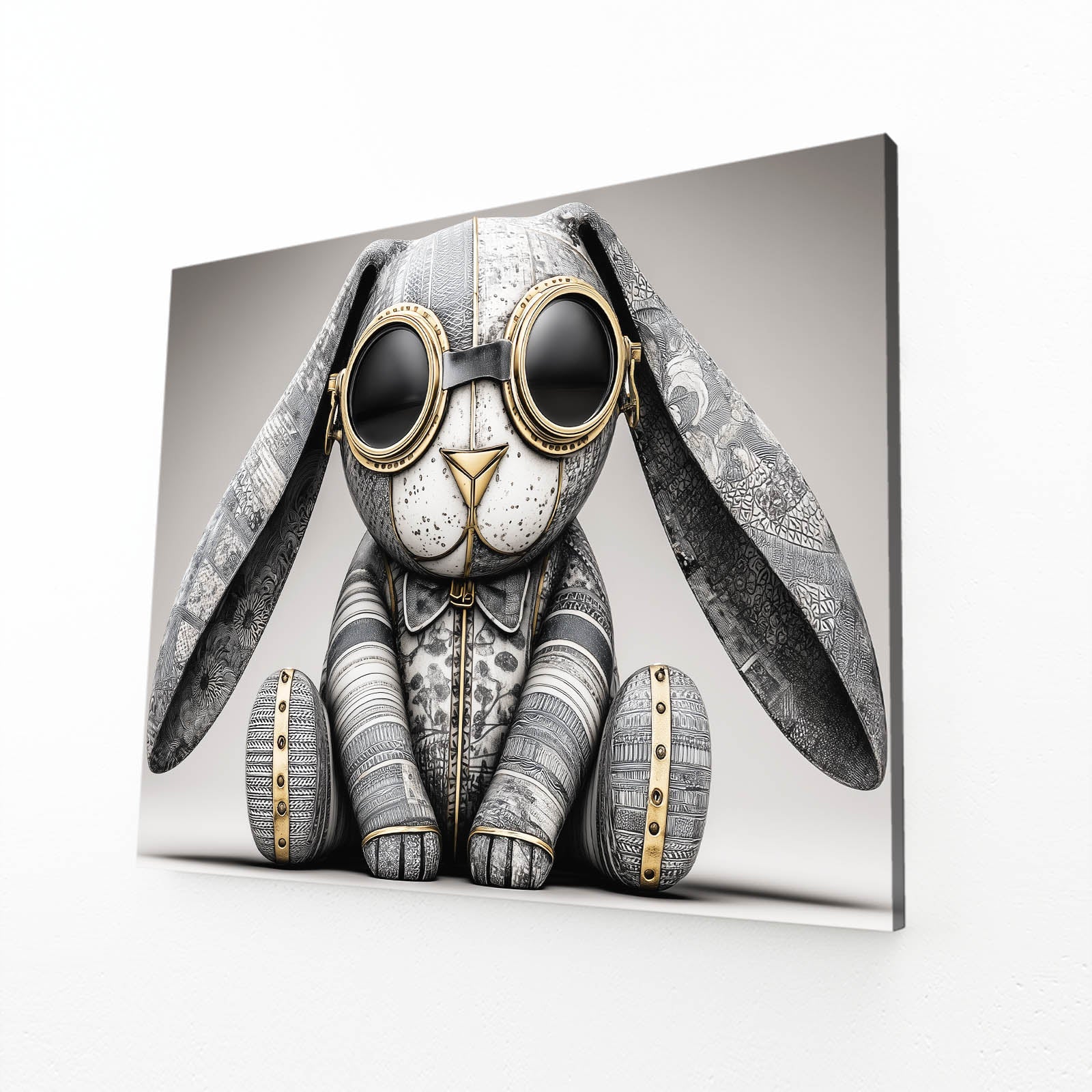 Glasses Rabbit Canvas Art – angled canvas view on white background
