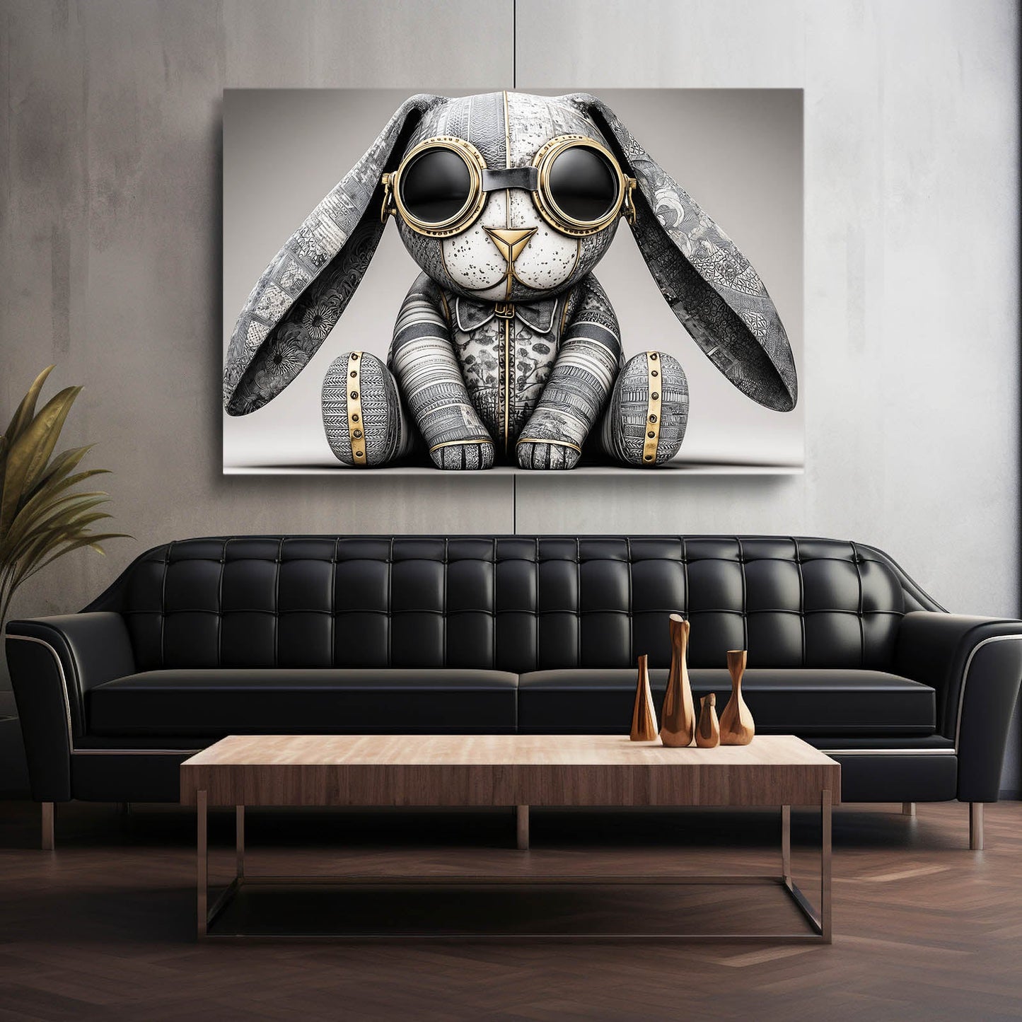Glasses Rabbit Canvas Art – angled canvas view on white background