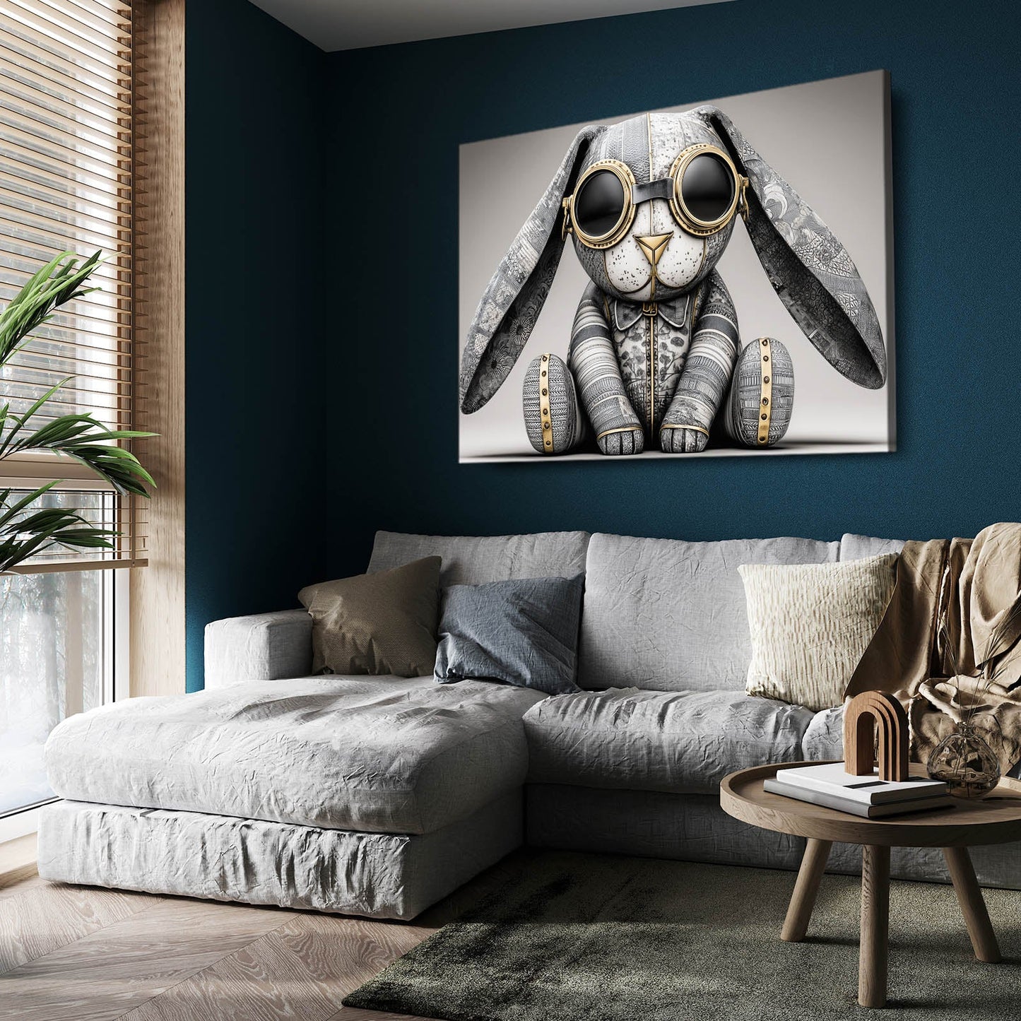 Glasses Rabbit Canvas Art – angled canvas view on white background