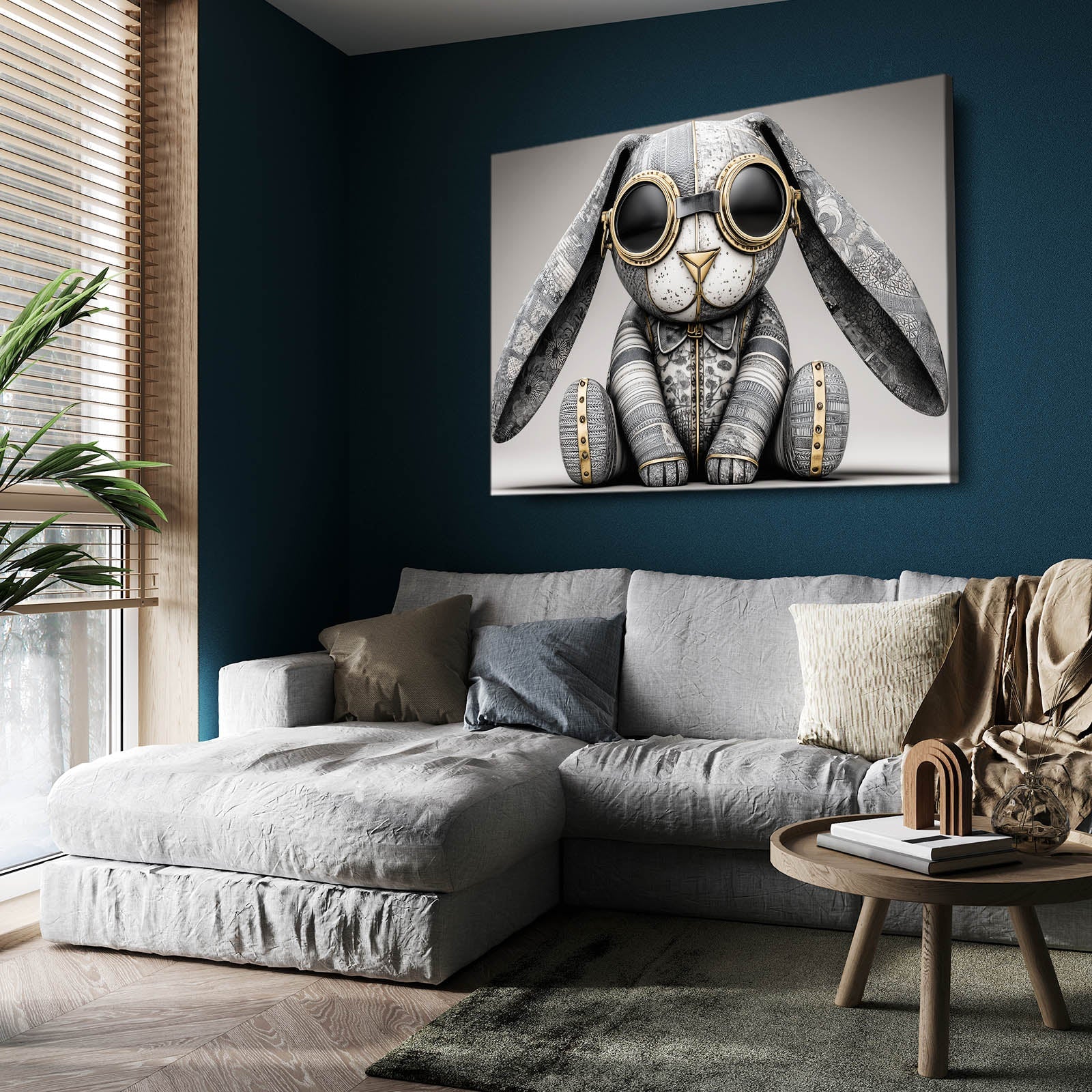 Glasses Rabbit Canvas Art – angled canvas view on white background