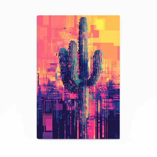 Glitch Pixel Static Cactus Canvas – glitch pixel static cactus canvas print
