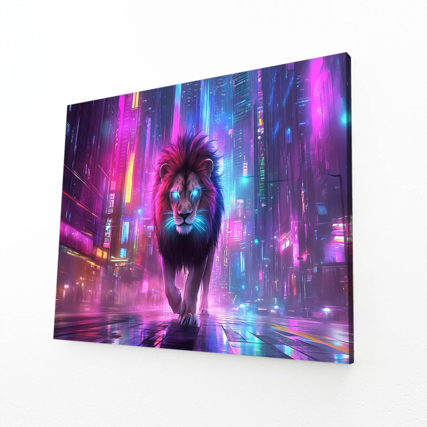 Glowing Cyber Lion Wall Art