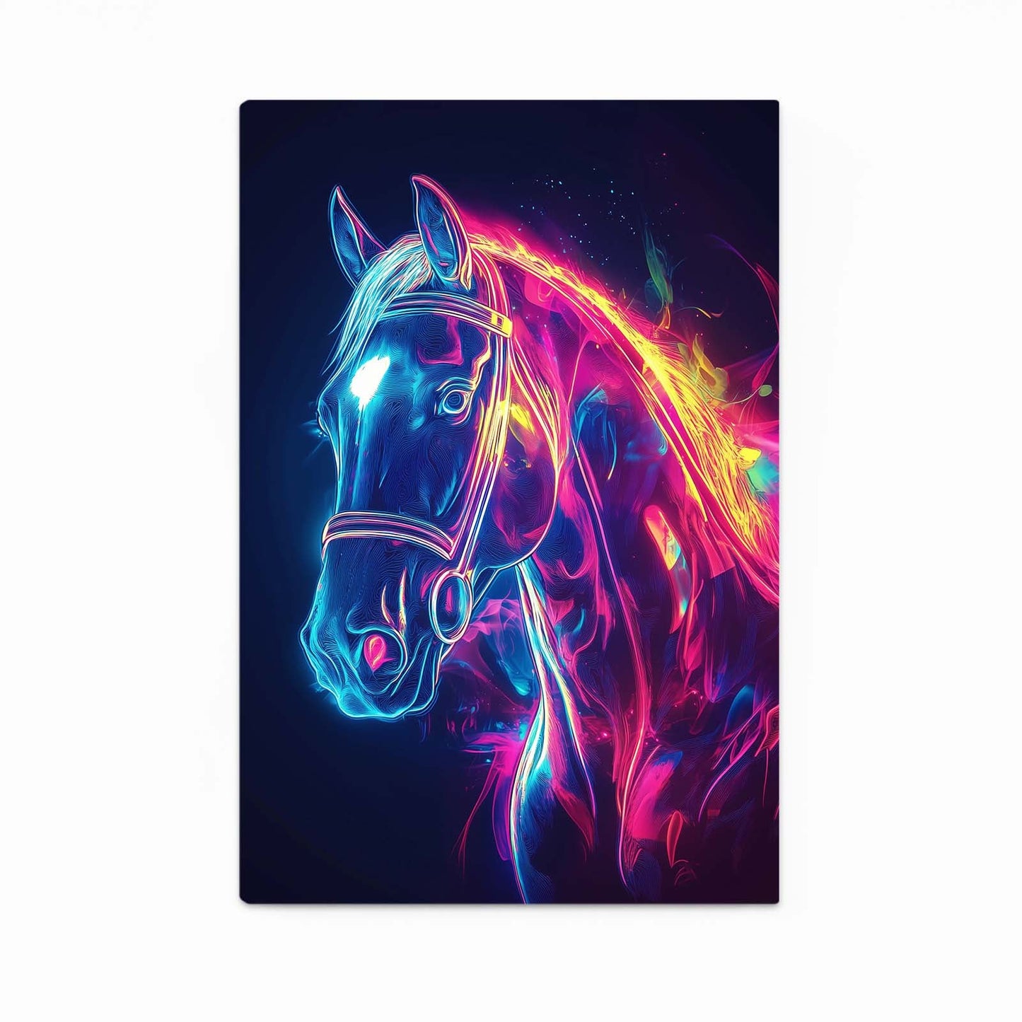Glowing Horse Artwork – angled canvas view on white background
