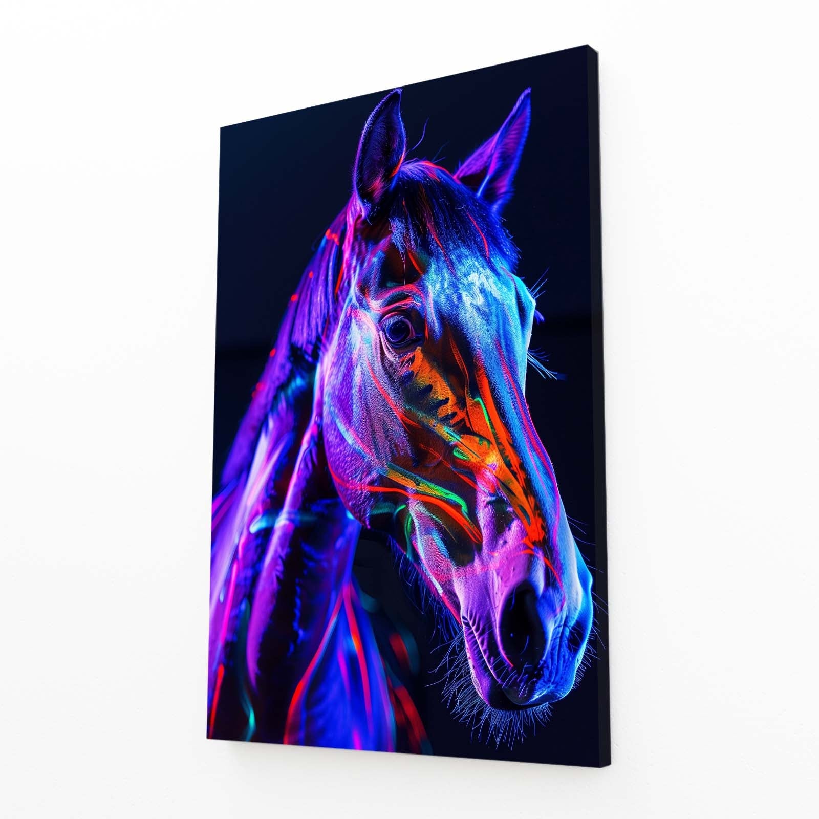 Glowing Horse Canvas Art – angled canvas view on white background