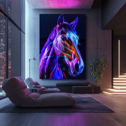Glowing Horse Canvas Art – angled canvas view on white background