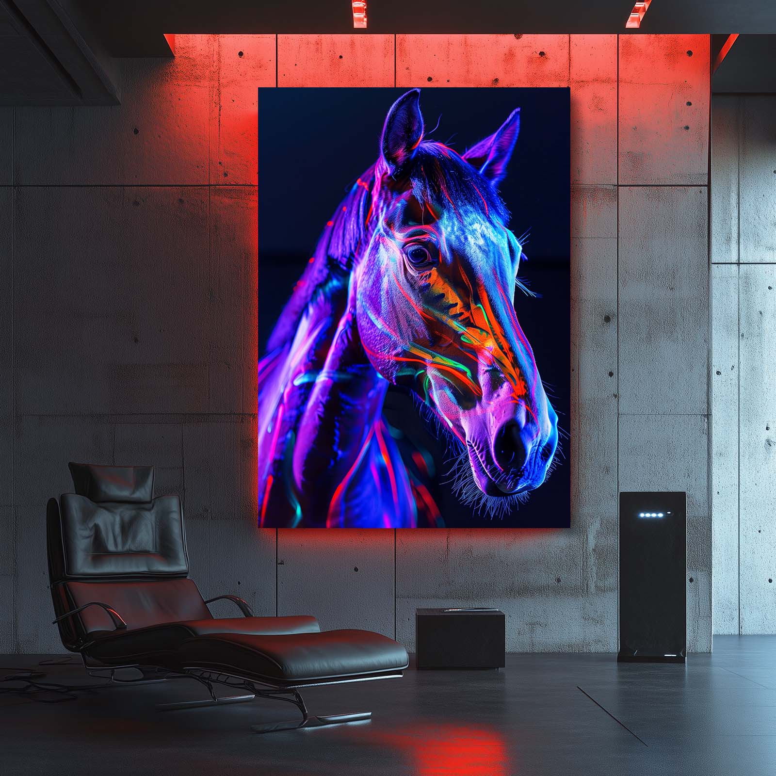Glowing Horse Canvas Art – angled canvas view on white background