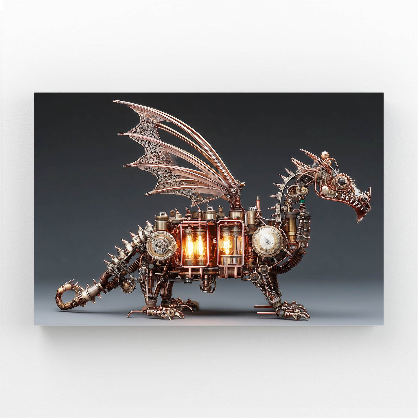 Glowing Mechanical Dragon Steampunk Prints – glowing mechanical dragon steampunk canvas print