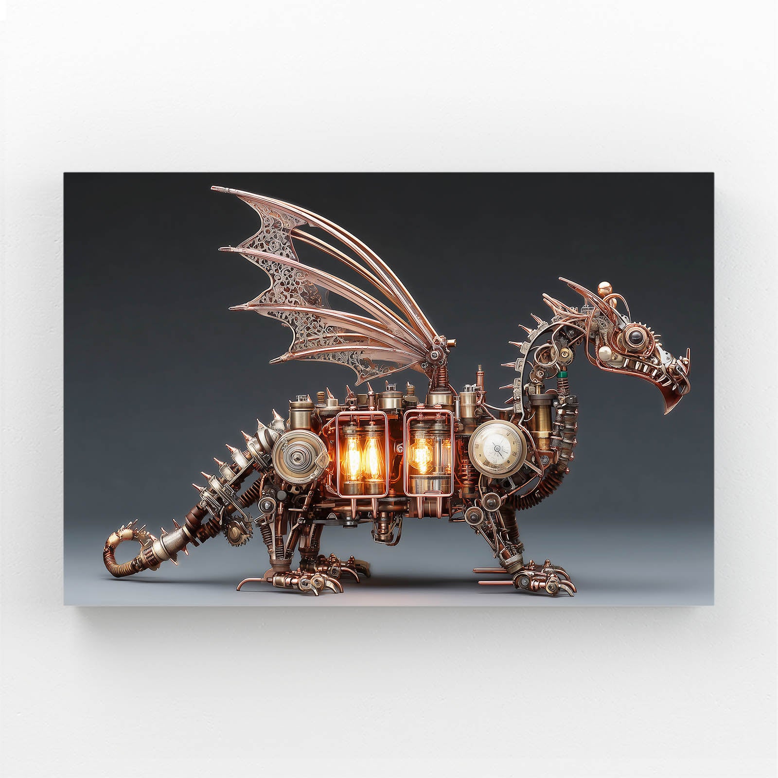 Glowing Mechanical Dragon Steampunk Prints – glowing mechanical dragon steampunk canvas print