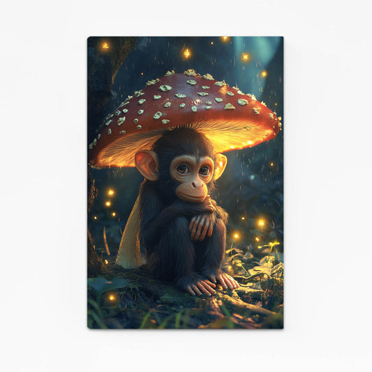Glowing Mushroom Shelter Monkey Art – glowing mushroom shelter monkey canvas print