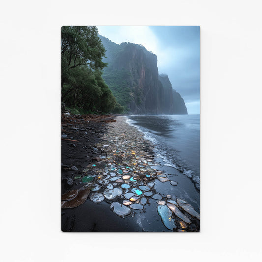 Glowing Pebble Shore Coastal Wall Art — photography canvas print, canvas print on white background