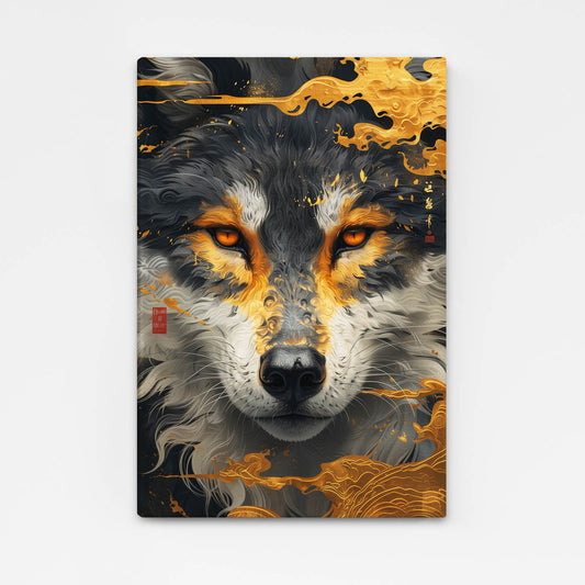 Gold And Black Wolf Art