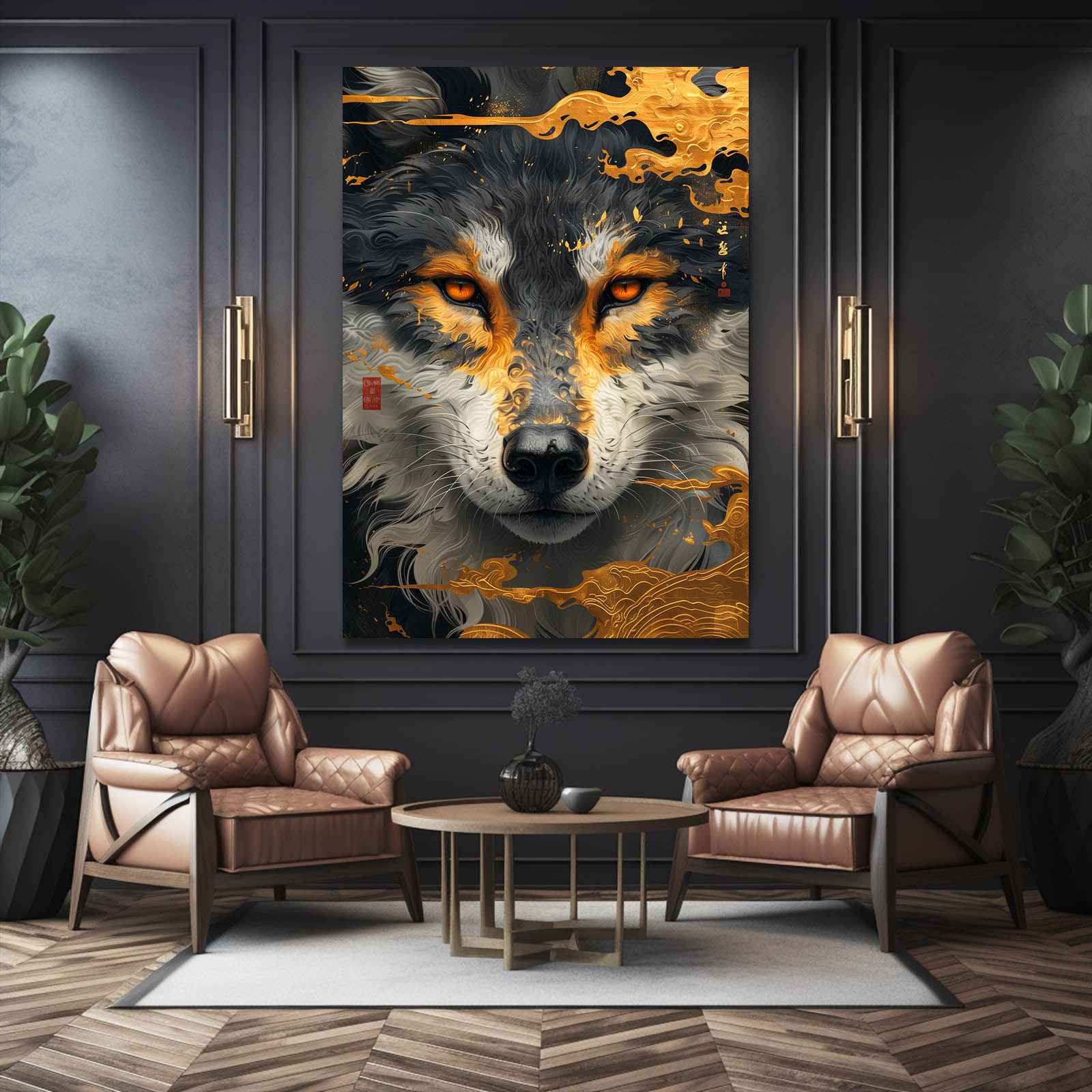 Gold And Black Wolf Art