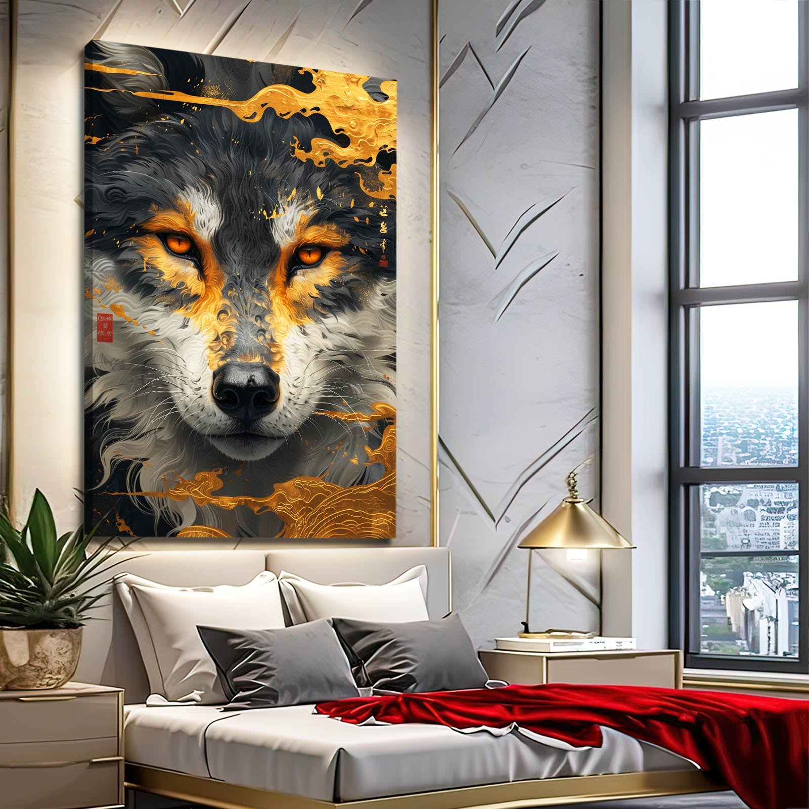 Gold And Black Wolf Art