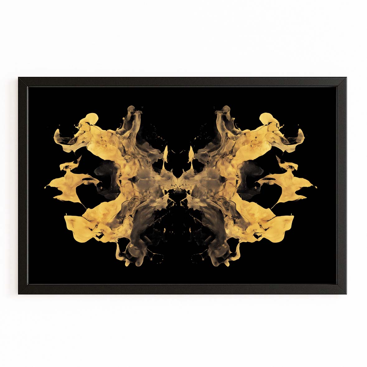 Gold Blot Symmetry Wall Art – with Premium Black frame on white background