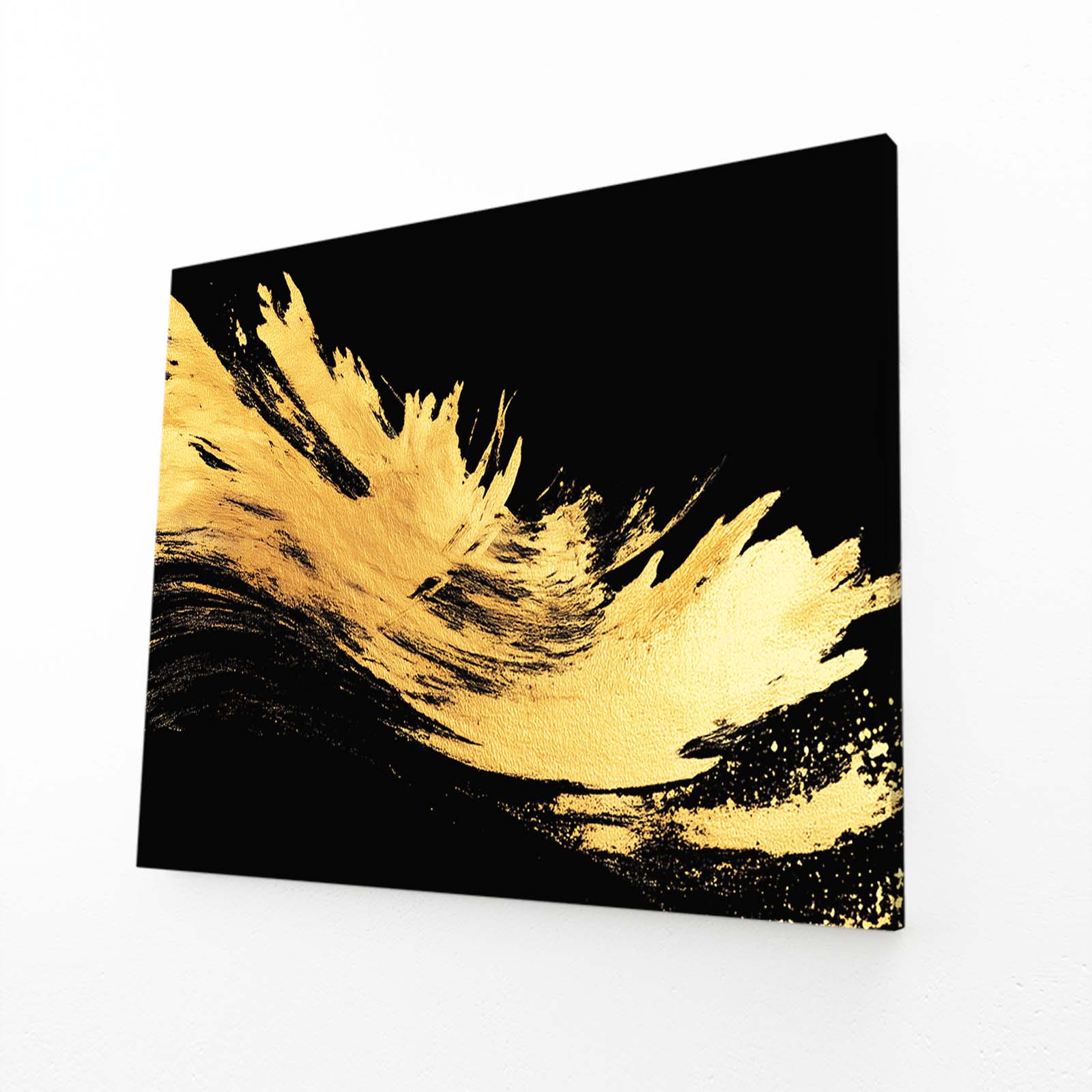 Gold Burst Strokes Wall Decor – angled canvas view on white background