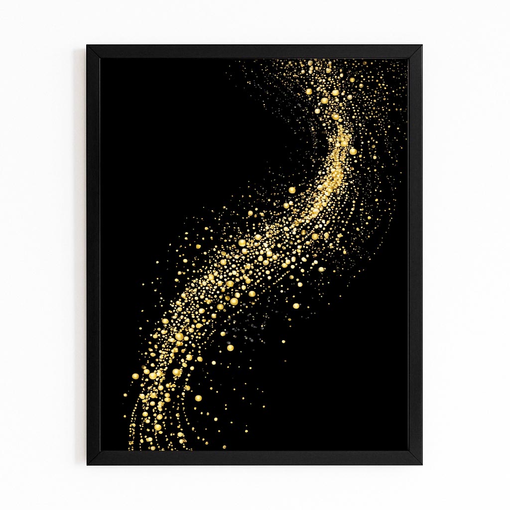 Gold Dust Arc Art – with Premium Black frame on white background