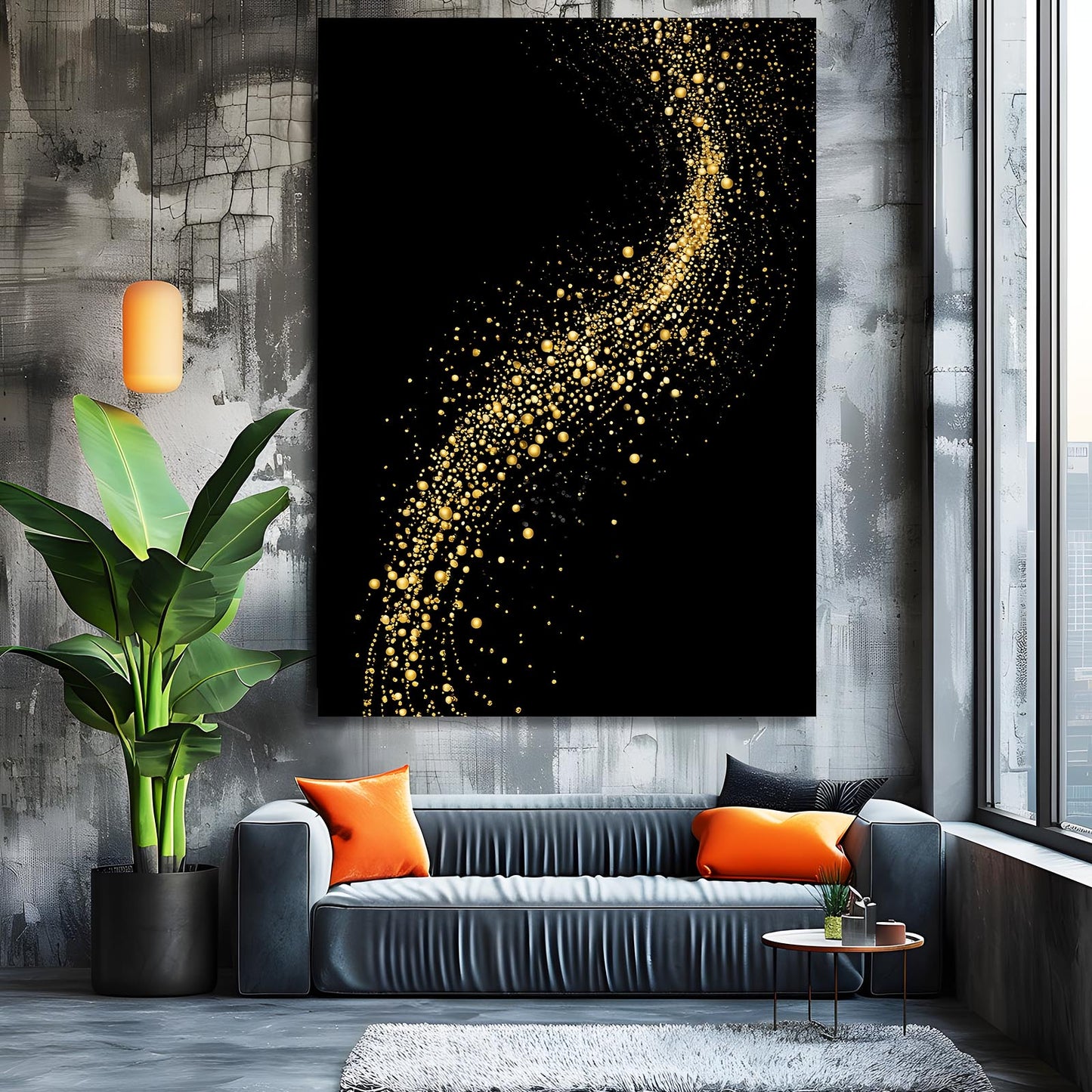 Gold Dust Arc Art – styled in a furnished interior