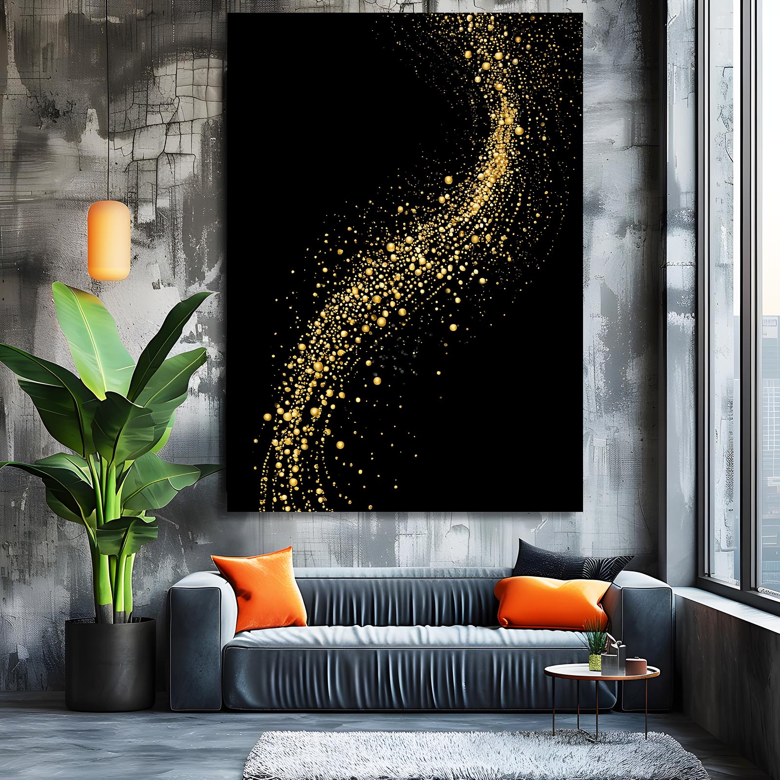 Gold Dust Arc Art – styled in a furnished interior