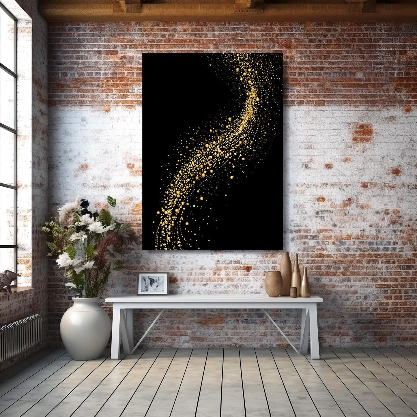 Gold Dust Arc Art – styled in a furnished interior