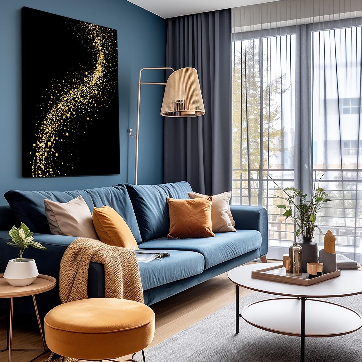 Gold Dust Arc Art – styled in a furnished interior