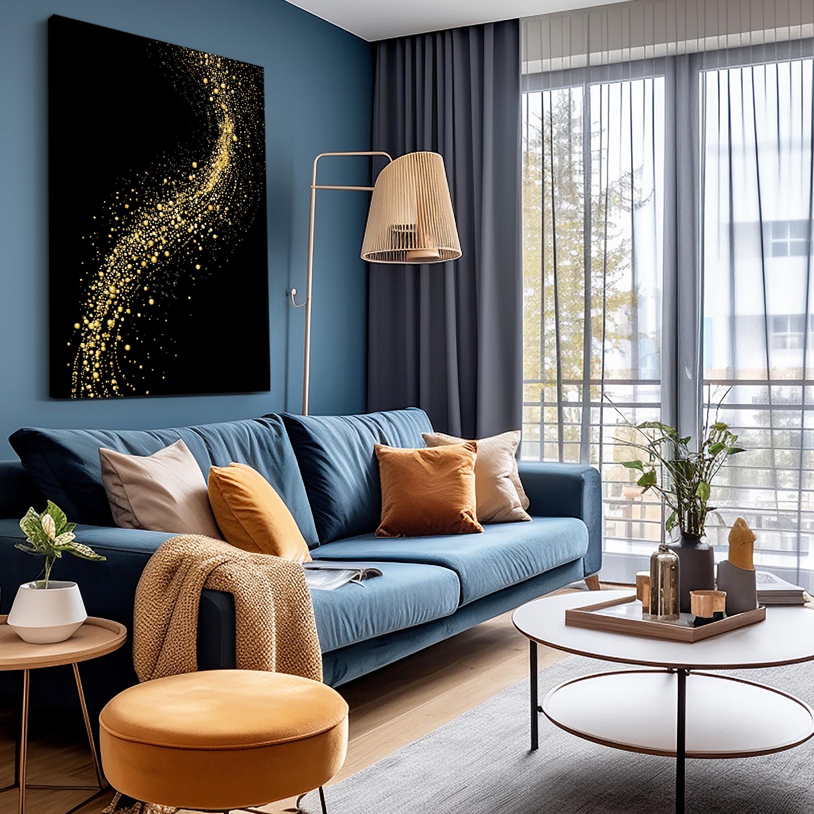Gold Dust Arc Art – styled in a furnished interior