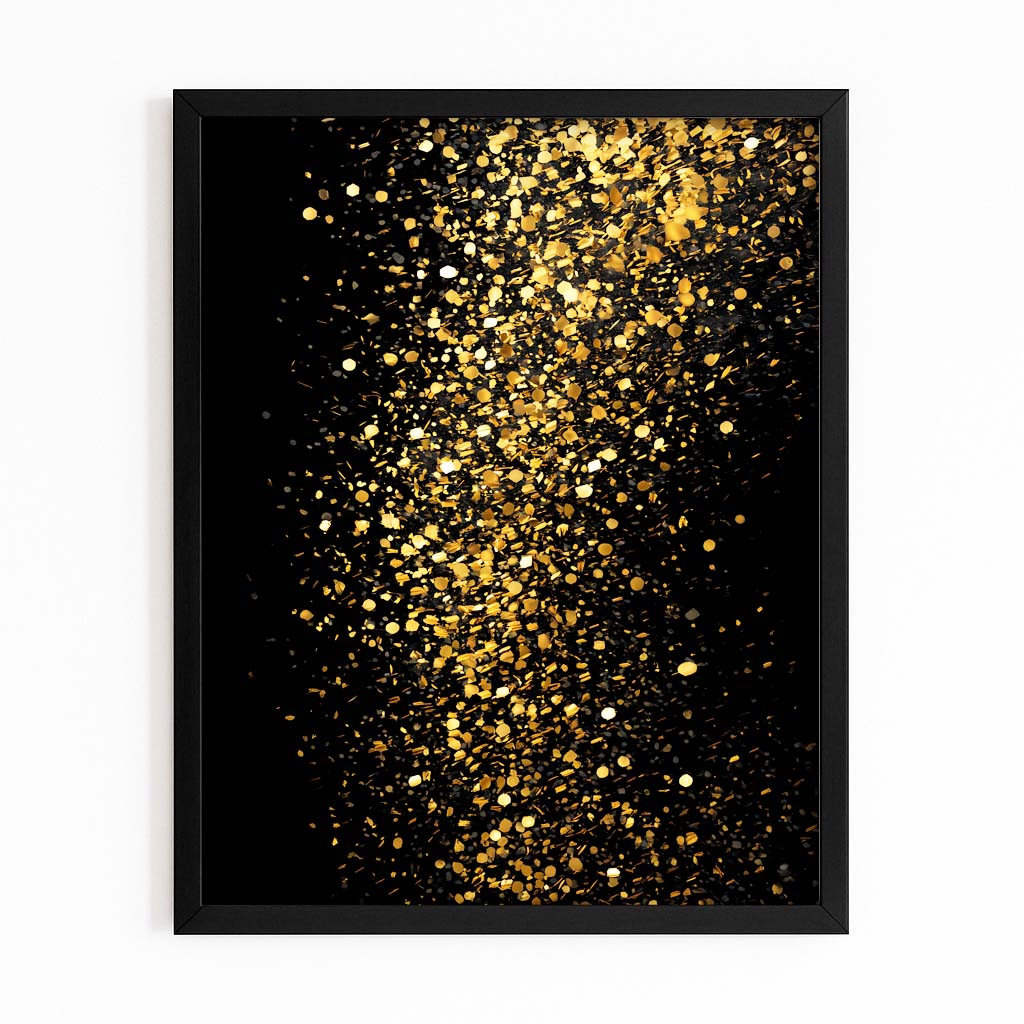 Gold Dust Cascade Wall Art – with Premium Black frame on white background