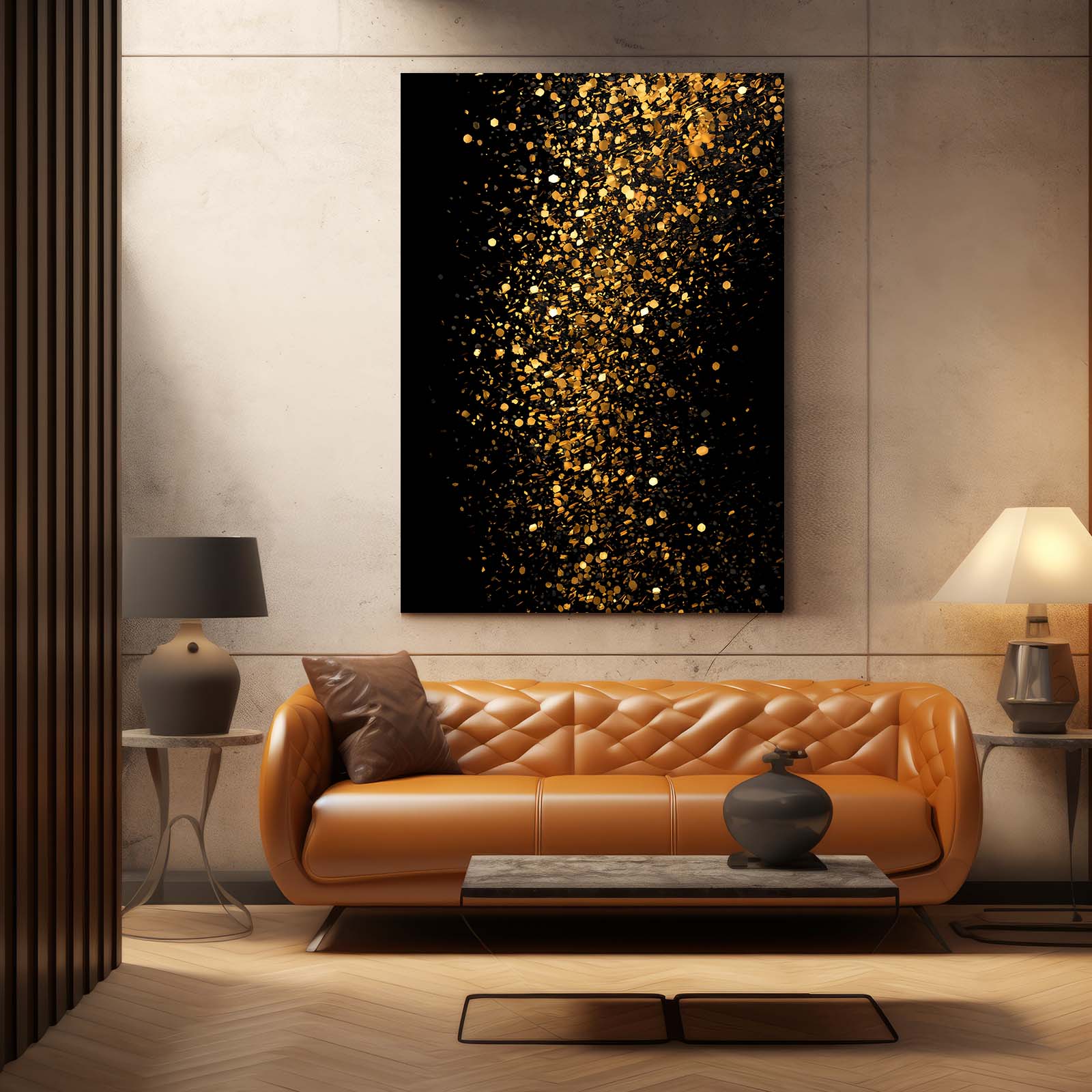 Gold Dust Cascade Wall Art – styled in a furnished interior