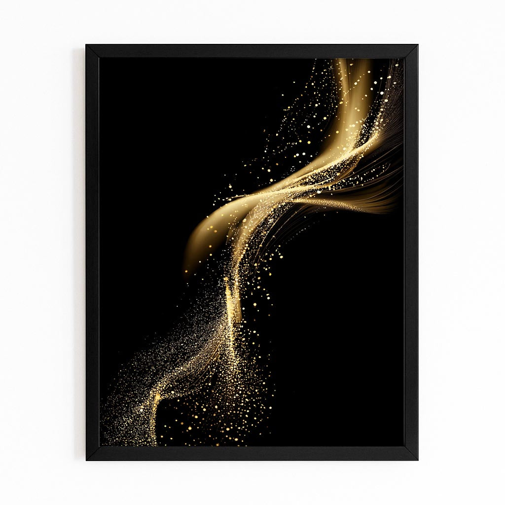 Gold Dust Swirl Canvas Art – with Premium Black frame on white background