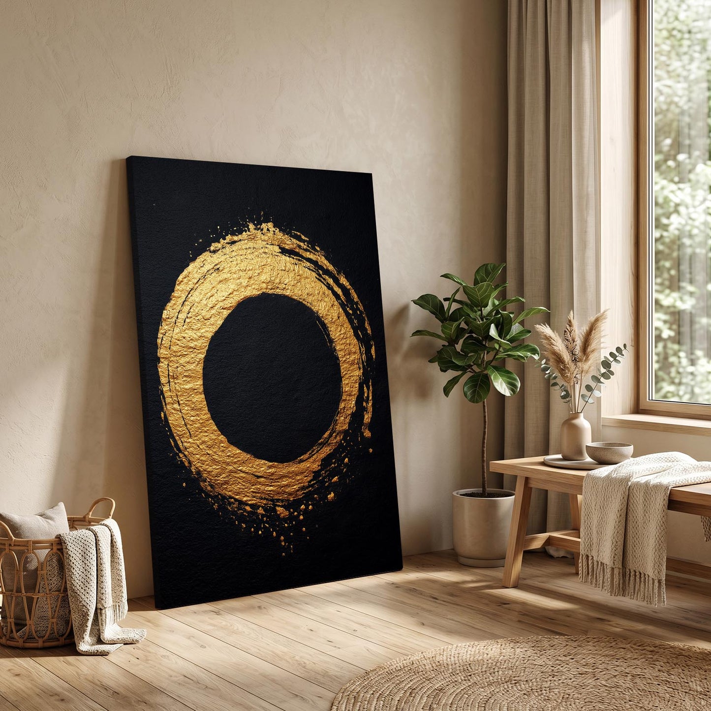 Gold Enso Ring Canvas – styled in a furnished interior