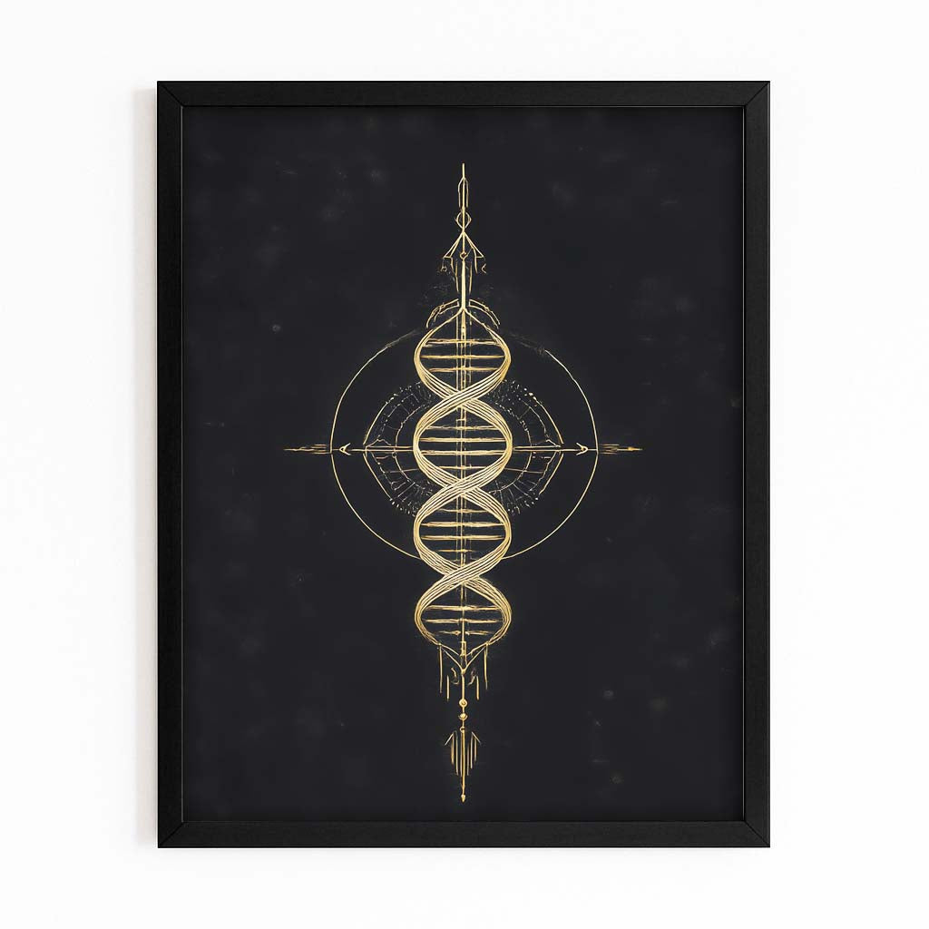 Gold Helix Emblem Canvas Art – with Premium Black frame on white background