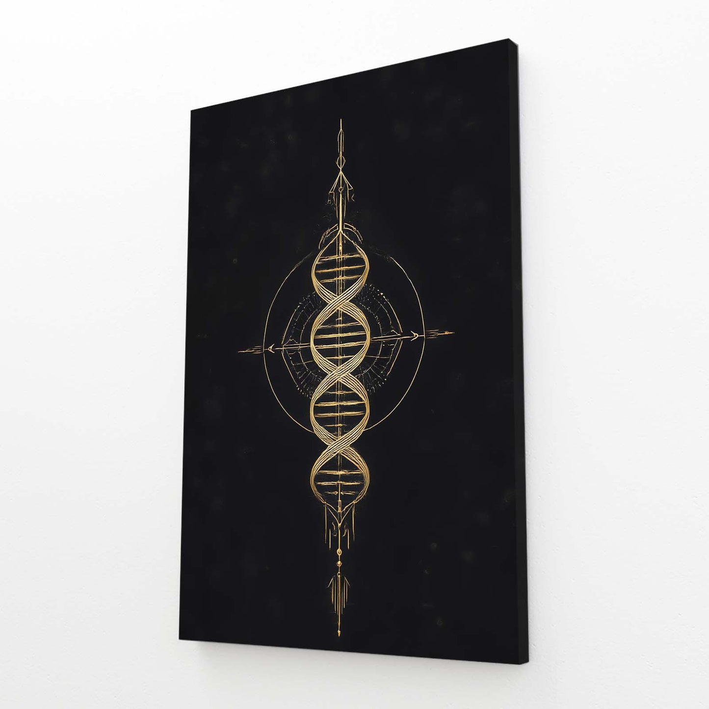 Gold Helix Emblem Canvas Art – angled canvas view on white background