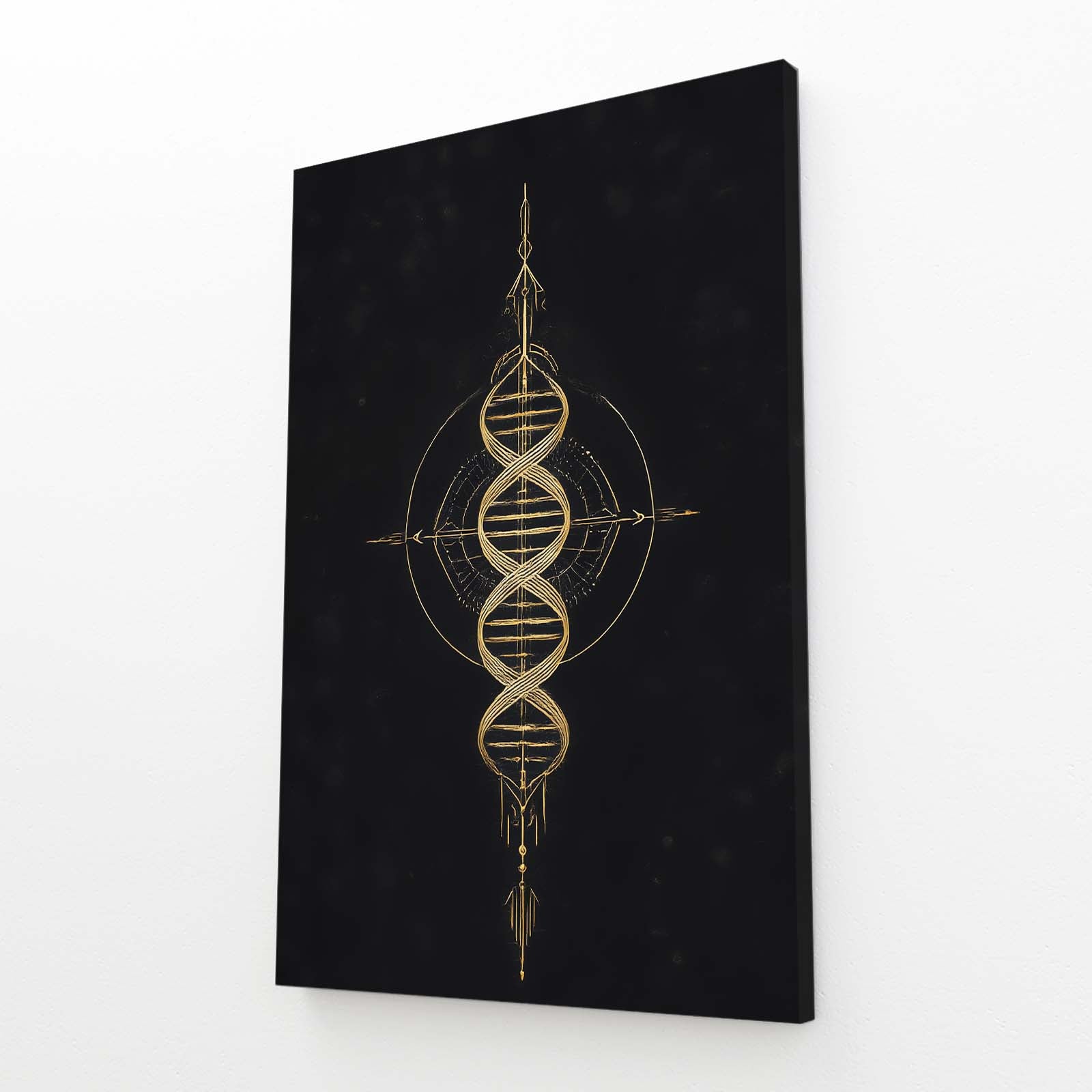 Gold Helix Emblem Canvas Art – angled canvas view on white background