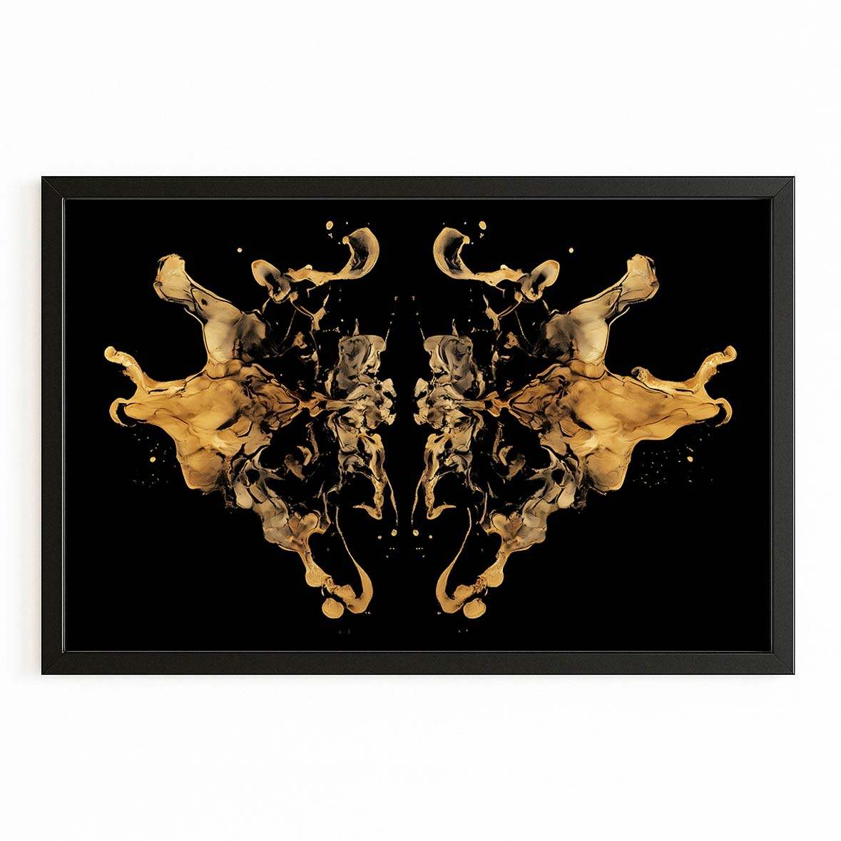 Gold Ink Symmetry Canvas Art – with Premium Black frame on white background