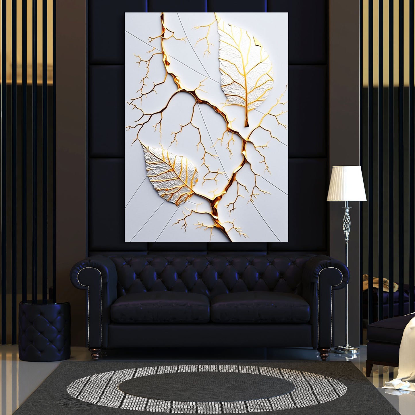 Gold Kintsugi Leaf Wall Art – styled in a furnished interior