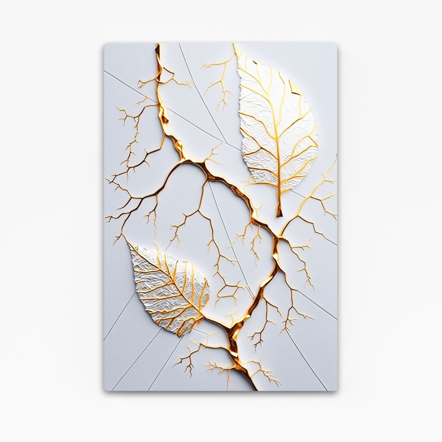 Gold Kintsugi Leaf Wall Art – canvas print on white background