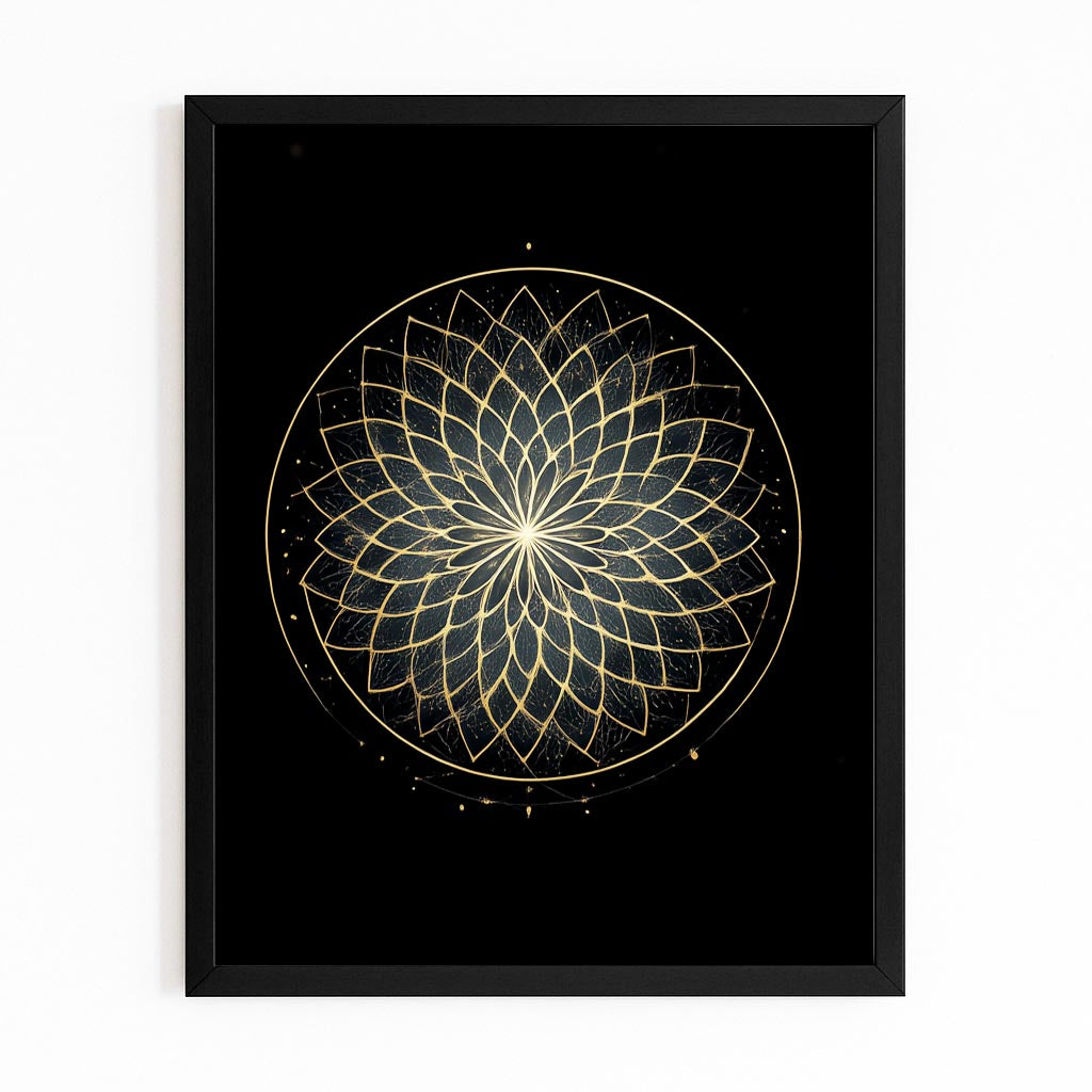 Gold Lace Rosette Prints – with Premium Black frame on white background